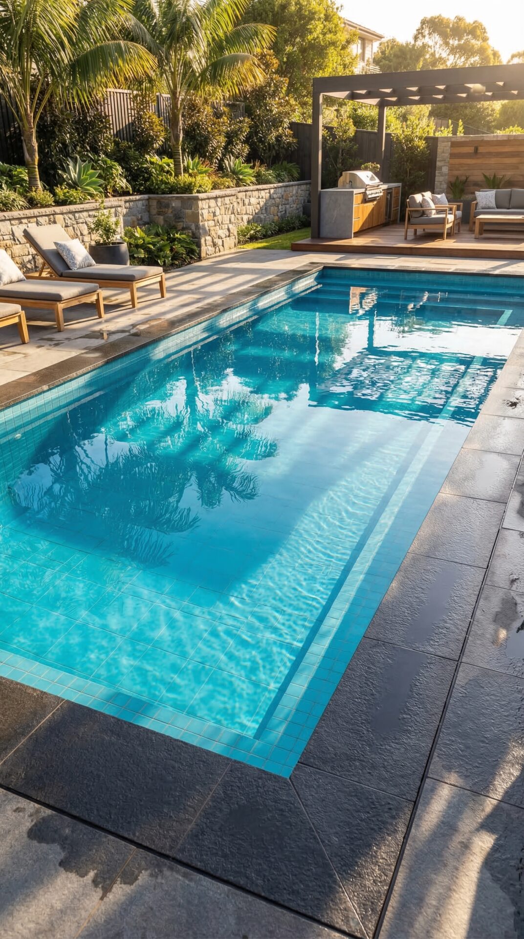 Dark Coping Bright Interior Pool