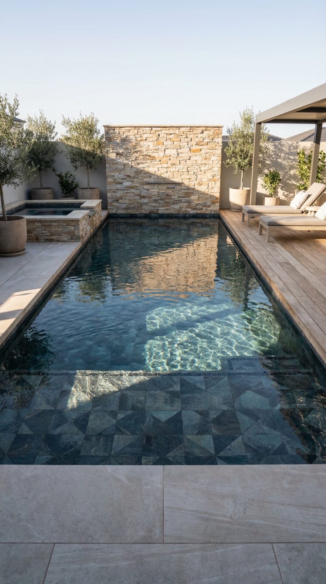 Textured Stone Feature Wall Pool