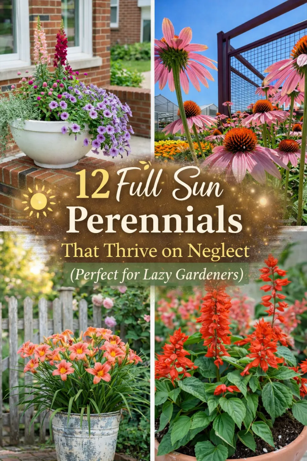 You are currently viewing 12 Full Sun Perennials That Thrive on Neglect (Perfect for Lazy Gardeners)